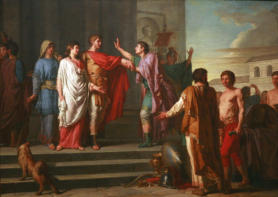 The Continence of Scipio, after capturing New Carthage Scipio returns a captive bride to her betrothed